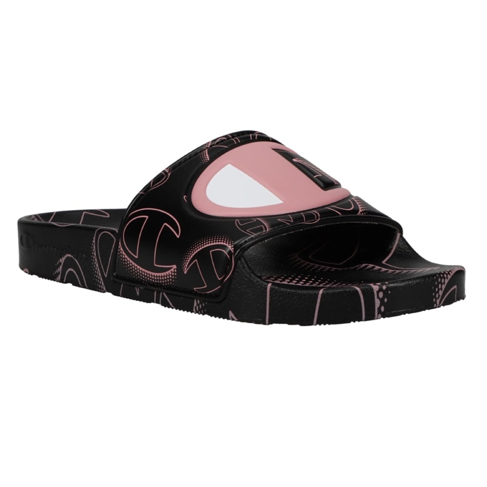 WOMEN'S IPO 3D C LOGO SLIDES, BLACK/ROSE